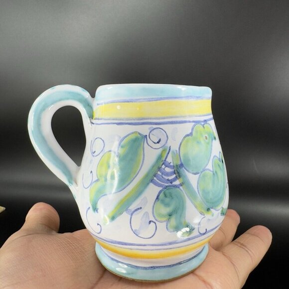 Hand Painted Italian Tuscan Pottery Small Pitcher Creamer Hand Crafted Italy VTG - Picture 11 of 15